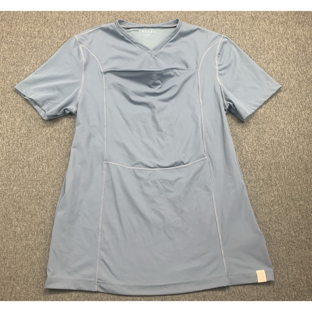 Lalabu Men’s L light blue baby wearing/carrying shirt for dads, lightly used
